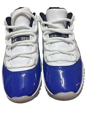 Jordan White and Blue Low-Top Athletic Sneakers